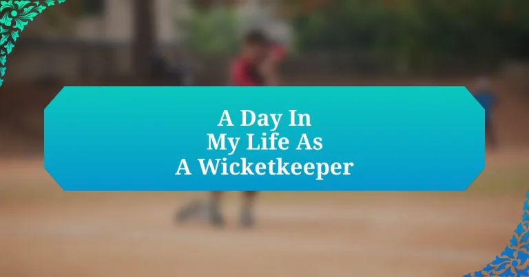 A Day In My Life As A Wicketkeeper