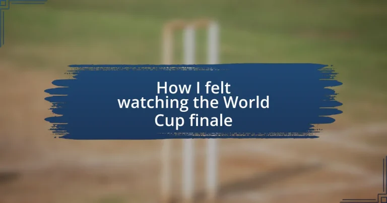 How I felt watching the World Cup finale