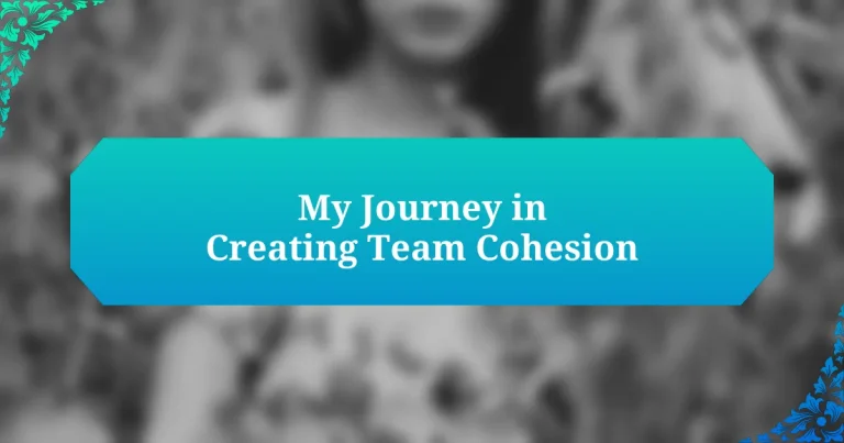 My Journey in Creating Team Cohesion