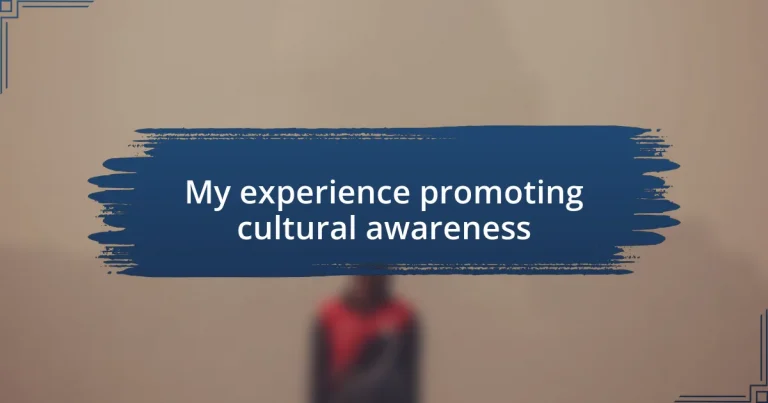 My experience promoting cultural awareness