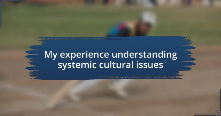 My experience understanding systemic cultural issues