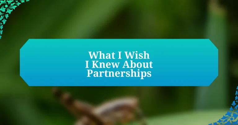 What I Wish I Knew About Partnerships