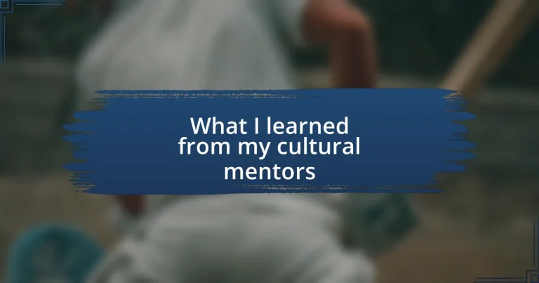 What I learned from my cultural mentors