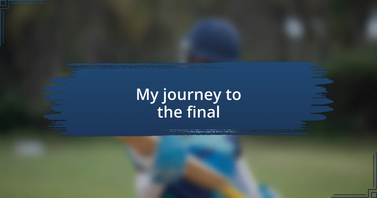 My journey to the final