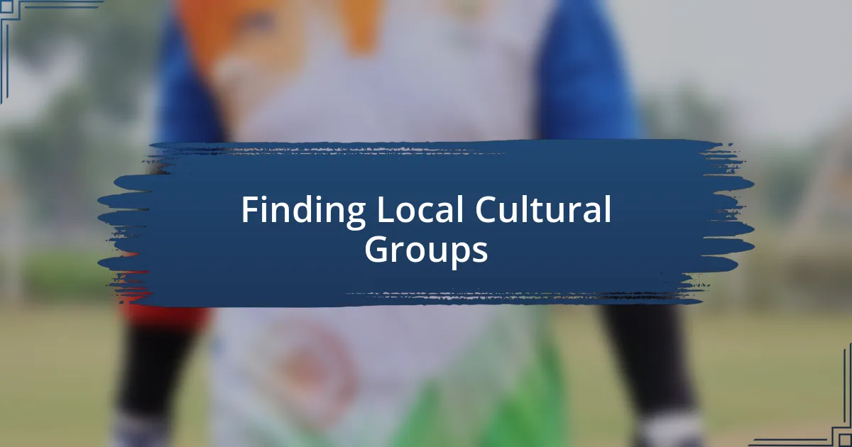 Finding Local Cultural Groups