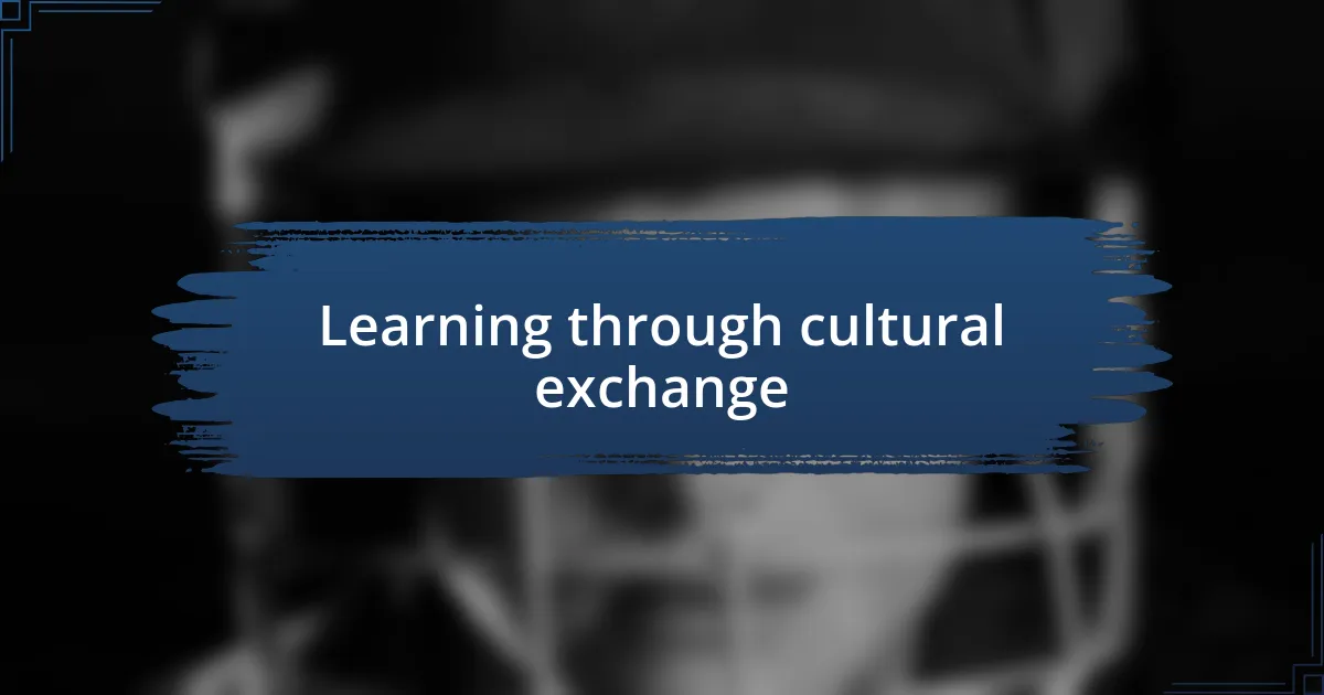 Learning through cultural exchange