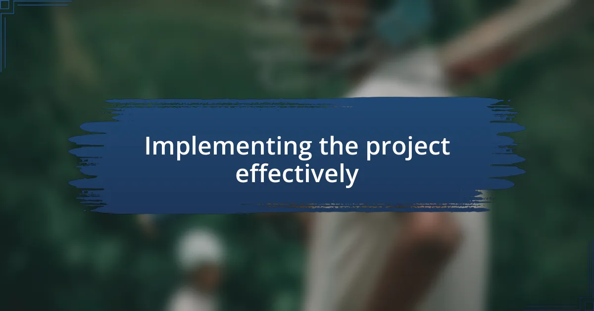 Implementing the project effectively