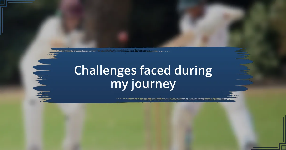 Challenges faced during my journey