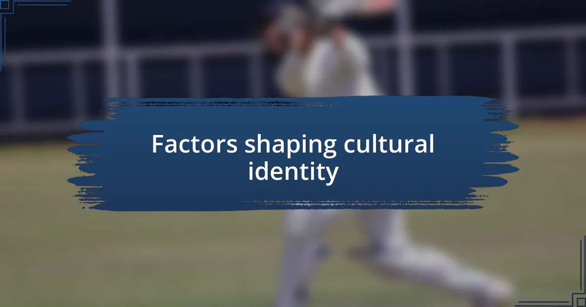 Factors shaping cultural identity